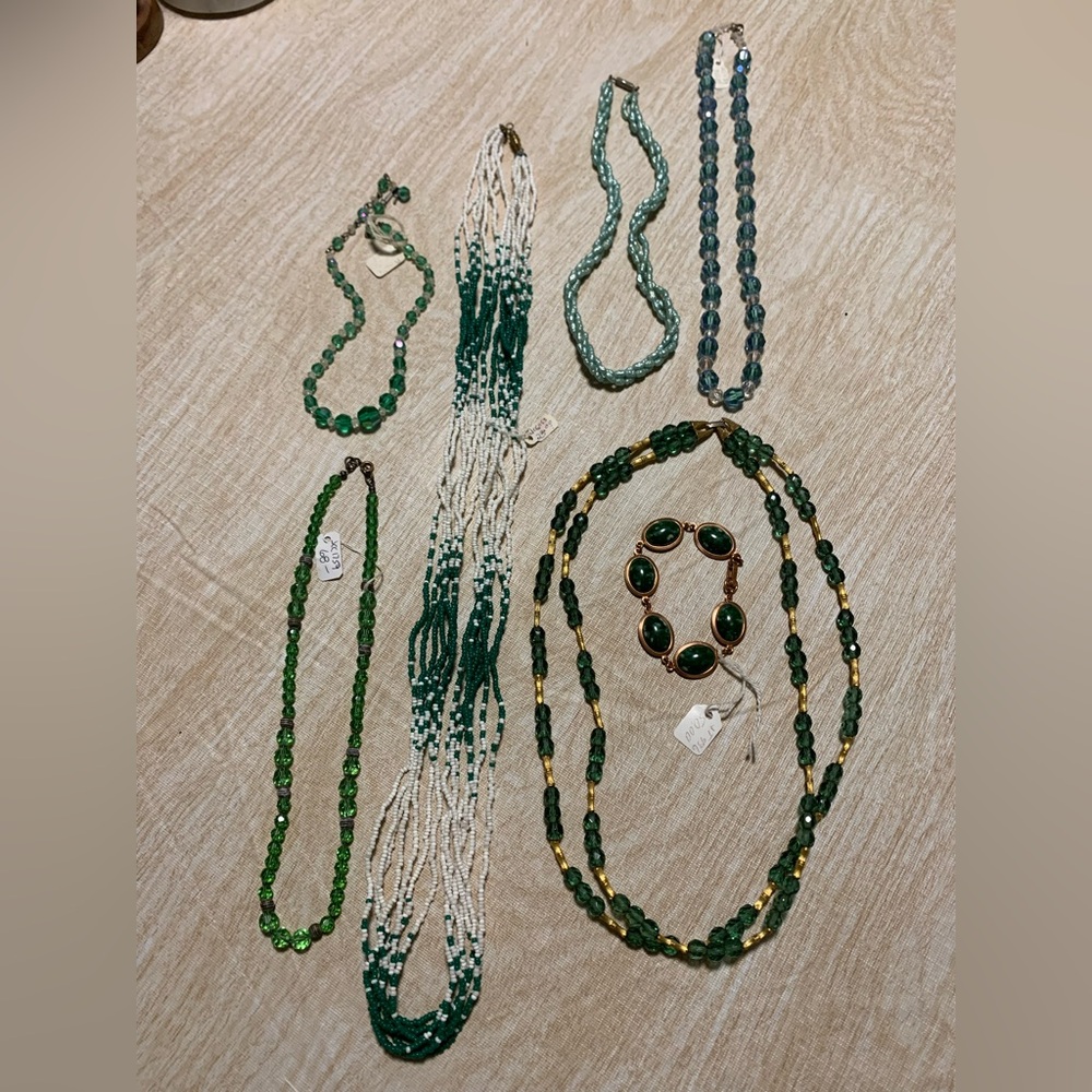 Vintage glass beads green bundle